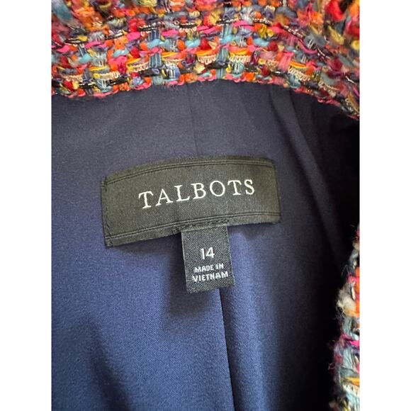 Talbots Rainbow Tweed Contrast Trim Blazer Suit Jacket Preppy Corpcore Colorful - Picture 2 of 8